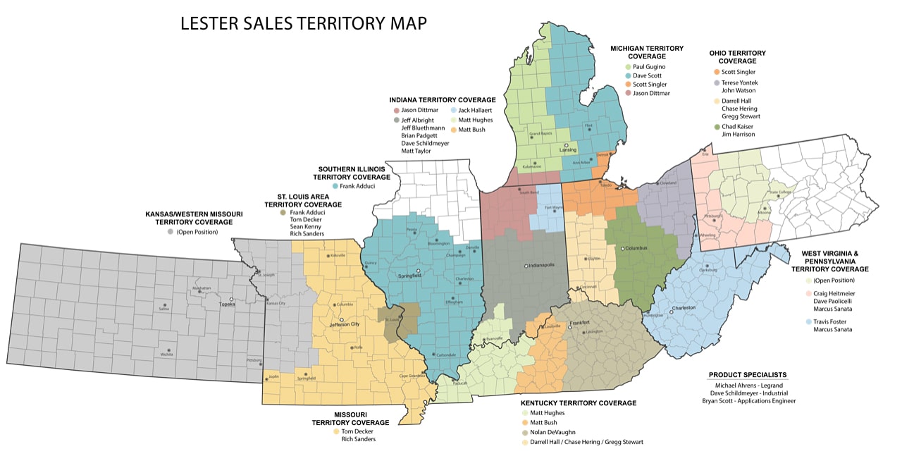 Lester Sales Territory Map